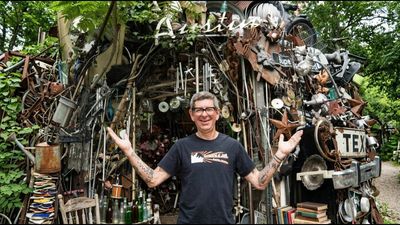 In 1988, a Texas man began wiring discarded objects together behind his small home; decades later, more than 60 tons of junk had become a walk-through cathedral