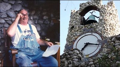 In 1968, a California man began building a castle from scrap steel, bottles and old motorcycles; 20 years later it had a 74-foot clock tower
