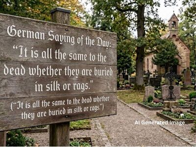 German Saying of the Day: “It is all the same to the dead whether they are buried in silk or rags.” A reflection on life beyond wealth