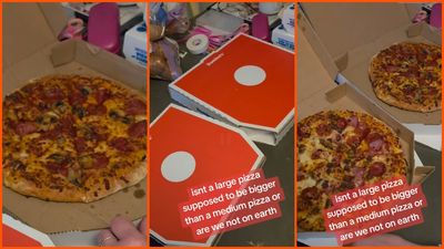 Customer spends $31 on a Domino’s large and medium pizza. Then he notices something odd: ‘Are we not on earth’
