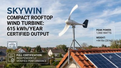 In 2009, German startup SkyWind first showed its rooftop micro turbine design. 17 years later, the machine has secured certification, with Utah testing verifying roughly 615 kWh of electricity per year