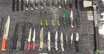 Naked man arrested after driving onto beach in ute packed with 38 knives