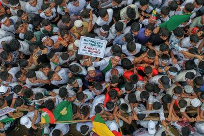 Rohingya refugees rally in Bangladesh camps to demand safe return to Myanmar