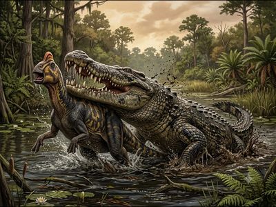 Over 76 million years ago, a massive 31-foot crocodilian with powerful jaws hunted dinosaurs in the eastern United States region