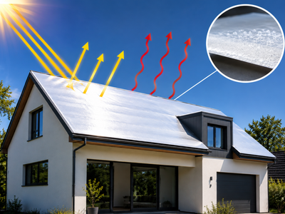 In 2017, CU Boulder engineers turned glass microspheres into a 50-microliter film; 10 to 20 square meters of it could help cool a family-sized house