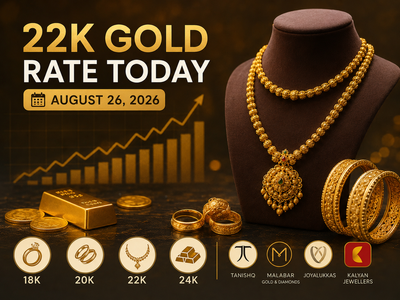 22k gold rate today: Check 18k, 20k, 22k, 24k gold prices (August 26, 2026) at Tanishq, Malabar Gold & Diamonds, Joyalukkas, Kalyan Jewellers and IBJA