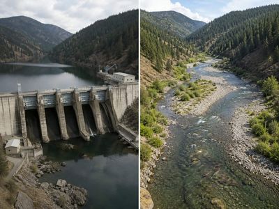 Four dams built on the Klamath River between 1918 and 1966 made power, not water storage; in 2024, the last came down, reopening 420 miles of salmon habitat