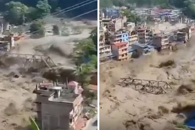 Nepal bridge swept away in seconds in powerful flash floods