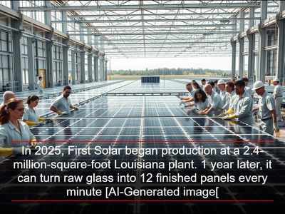 In 2025, First Solar began production at a 2.4-million-square-foot Louisiana plant. 1 year later, it can turn raw glass into 12 finished panels every minute