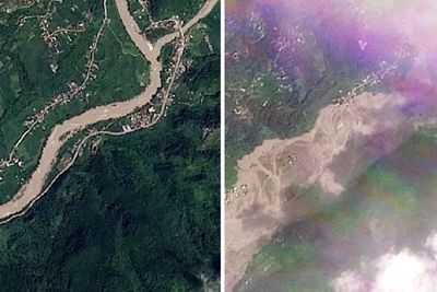 Shocking satellite images show Nepal flash floods devastating villages
