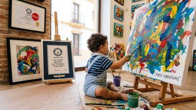 Spanish baby started making abstract drawings at 5 months, had paintings sold in Marbella and set a Guinness record at 10 months