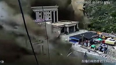 China: Video shows mudslide surging through Gyirong port
