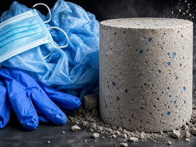 In 2022, RMIT tested shredded masks, rubber gloves and isolation gowns in concrete; gloves raised strength by up to 22% and masks by up to 17%