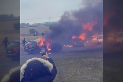 Tributes Towards A66 Joyriders Worsen as a Mob of Youths Set Fire To Several Cars Near Haswell, County Durham