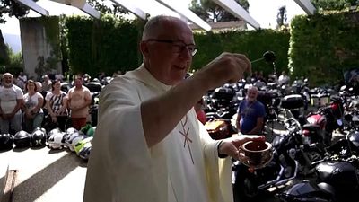 200 bikers gather at Italy's Castel Gandolfo for motorcycle blessing