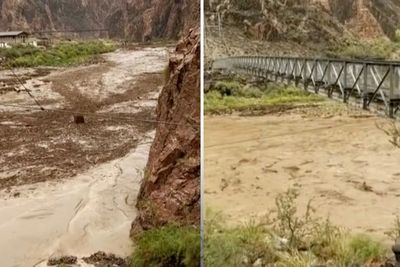 Footage of deadly Grand Canyon flooding shows cabins being swept away as hikers airlifted to safety