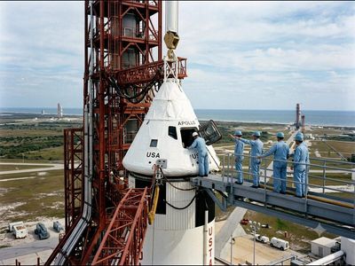 In 1967, a preflight test for the first crewed flight of Apollo resulted in a tragedy and the loss of astronauts Virgil Grissom, Edward White and Roger Chaffee