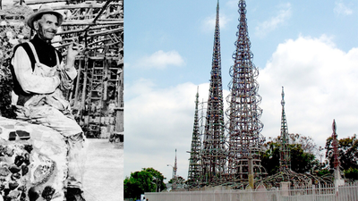 In 1921, Italian immigrant Simon Rodia began hand-building Los Angeles’s Watts Towers from steel, mortar and broken tile; 33 years later the construction had ended