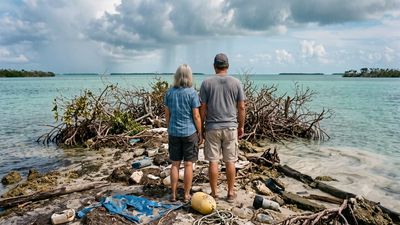 In 2016, Frank and Monica Woll bought two tiny Florida Keys islands for semi-retirement; hurricanes soon washed away much of them