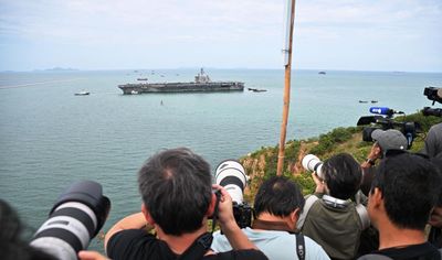 USS Abraham Lincoln arrives at Thai port after gruelling 270 days at sea