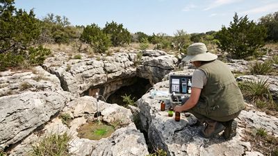In 2010, Texas researchers injected dyes into 6 caves to map the Edwards Aquifer; groundwater crossed faults at up to 5,300 metres per day, revealing rapid flow paths