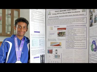 Canadian Grade 7 student Wesley Goodridge wins gold medal and $10,000 scholarship for project testing if milk is really spoiled