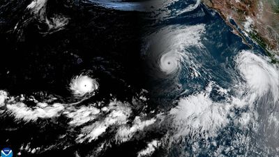 Rare train of cyclones fuelled by historic El Nino make their way across Pacific