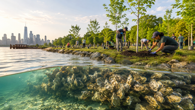 Bette Midler started cleaning a neglected New York park in 1995; 30 years later, her group has planted 200,000 trees and built an artificial oyster reef
