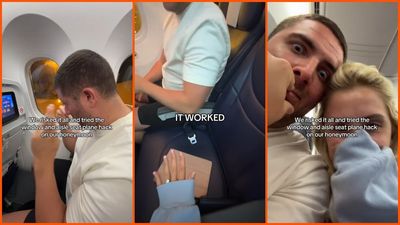 A newlywed couple tried the window-and-aisle seat trick on their honeymoon flight. Then they filmed the entire gamble: ‘Risked it all’