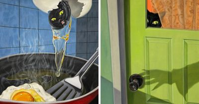 This Artist Created 30 Quirky Paintings That Explore The Mischievous Side Of Cats
