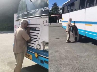 KSRTC driver hugs, kisses bus on final day at work; farewell leaves social media emotional