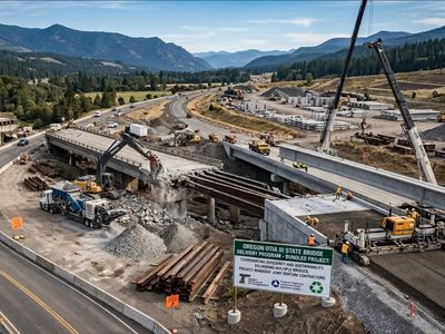 Oregon’s bridge program diverted 640,162 tons of construction material from landfills; FHWA valued the landfill diversion at $21.3 million across 208 bridges