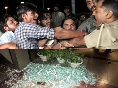 ABVP protesters vandalise MCD headquarters premises over Satya Niketan building collapse, detained by police