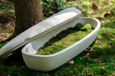 Sydney woman becomes first in Australia to be buried in mushroom coffin