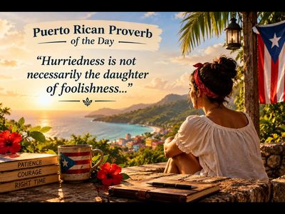 Puerto Rican Proverb of the Day: 'Hurriedness is not necessarily the daughter of foolishness...'-A powerful lesson on patience, courage, and knowing when to act