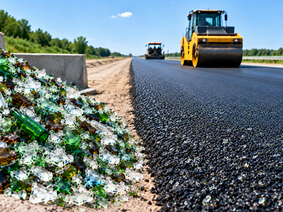 In 2024, Michigan Tech mixed 6% treated waste glass into asphalt; dynamic stability rose 42.3%, and anti-skid performance improved 38.6% over standard mixes