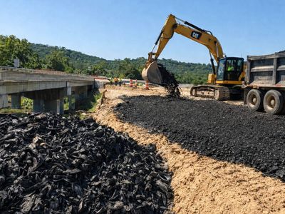 Pennsylvania used 5,570 tons of shredded tires in the Tarrtown Bridge approaches; project estimated to save about $514,000