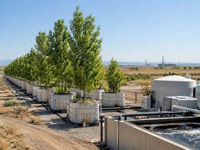 At California’s McCormick and Baxter Superfund site, a pilot study used hybrid poplars to treat polluted groundwater; runoff from the planted system held 99% less contamination