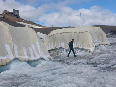 Blanket for ice cover? Scientists wraps Swiss glacier with sheep’s wool to protect it from melting; early tests found it protected the ice about as well as plastic sheets