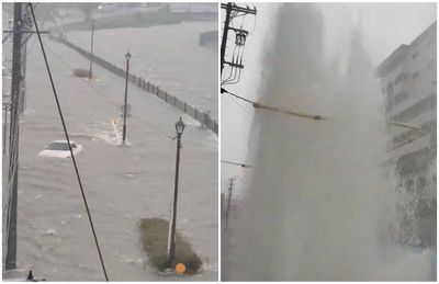日本名古屋破紀錄極端暴雨！最高警戒發布 路上全淹還出現噴泉