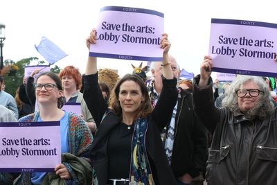 Protesters tell Gordon Lyons arts sector ‘not being heard’ at Stormont