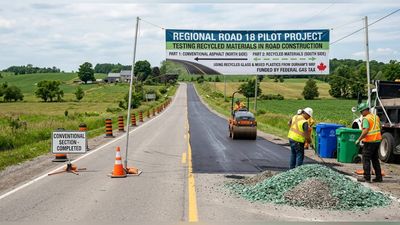 In 2022, Ontario's Durham Region used 400 tonnes of glass in a 3.6-km road pilot. 4 years later, it could reuse 240 tonnes of PET each year across Durham roads under its plan