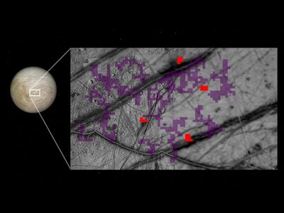 In 1997, Galileo mapped a 400-kilometer patch of Europa; a later analysis found ammonia-bearing compounds near fractures in the ice