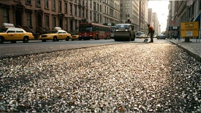 In 1990, New York City began recycling waste glass into street pavement. 5 years later, the city had reused 250,000 tons of glass in resurfacing projects across the city