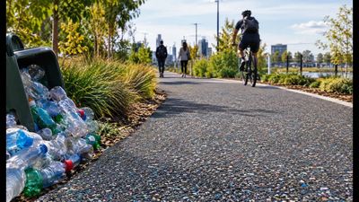 In 2019, Victoria's Wyndham City turned 199,000 recycled bottles into a 200-metre footpath. 1 year later, the project had reached 339 metres and delivered 1,700kg in carbon savings