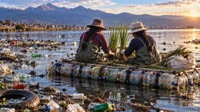 Plastic Rafts Revive Lake: Indigenous women use totora to cut pollution by 30%; flamingos return