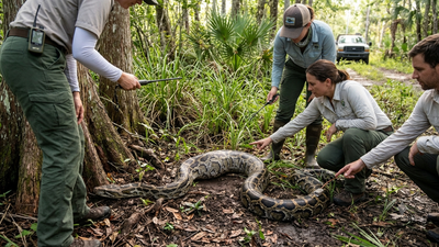 A 12-foot Burmese python revealed Florida’s bizarre new method for finding hidden invasive snakes after it swallowed a collared opossum