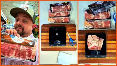 Man weighs Walmart’s Great Value bacon out of the packaging and uses the results to claim “a free 100% profit package”