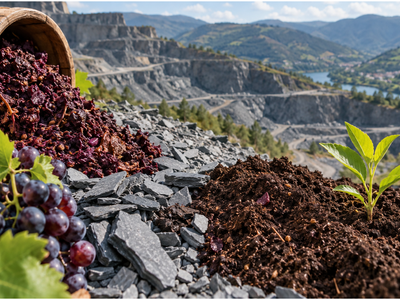 In 2009, researchers in Spain mixed grape waste with slate mining waste and created a soil-like material that could help barren mine dumps grow plants