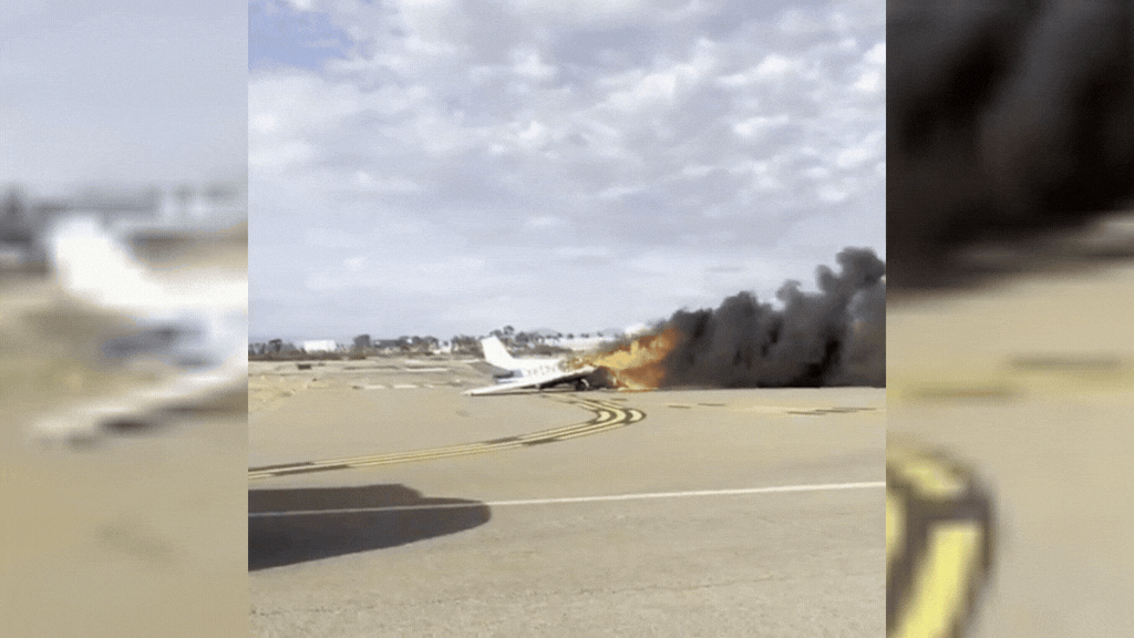 Plane crashes on San Diego runway, 2 killed; footage shows massive fire